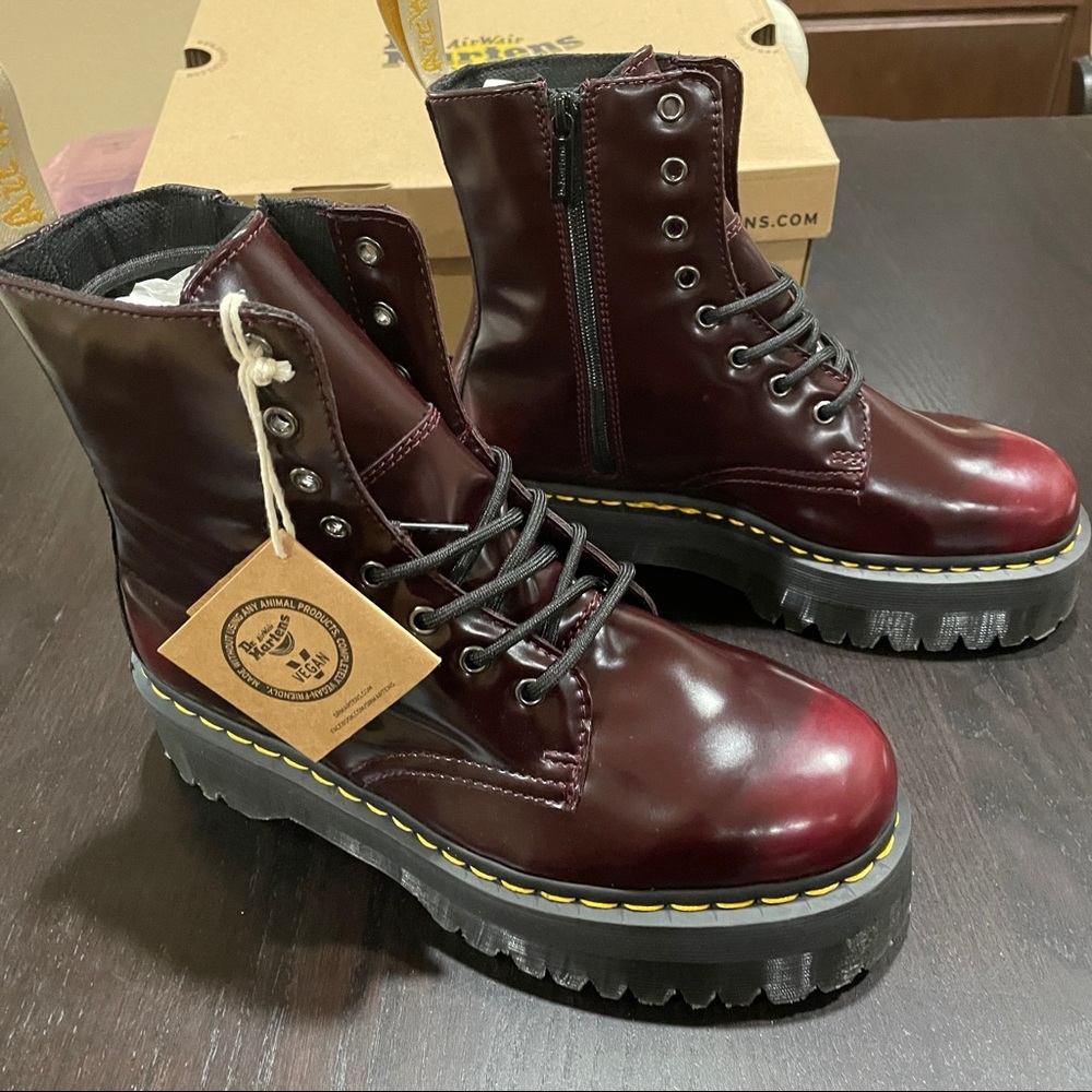 Dr. Martens Burgundy Vegan Leather Boots